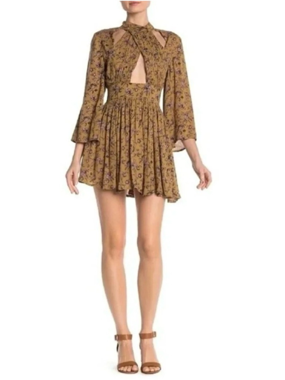 RAGA Olive Floral Cutout High-Neck romper Dress - Picture 3 of 8